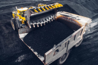 Truck loading coal