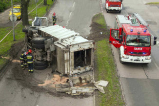 Garbage truck accident on the road