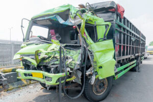 wreck garbage truck in a crash