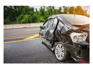 black car involved in sideswipe car accident