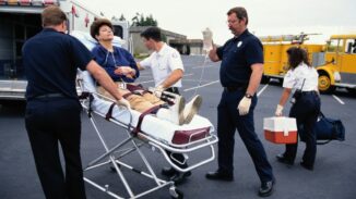 A woman after an accident